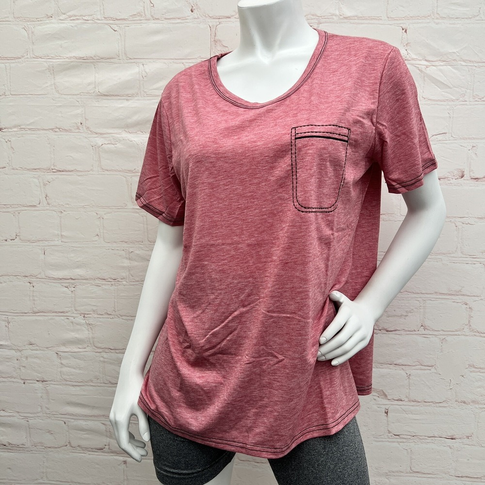 Uniqueone Women Embroidered/Pocket Pink TShirt Casual Short Sleeve Summer/Top XL